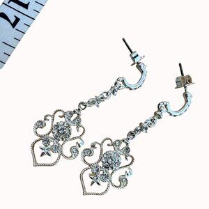 Avon Earrings Dangle Silver Tone Crystal Vintage, Wedding, Prom,‎ Glam,
